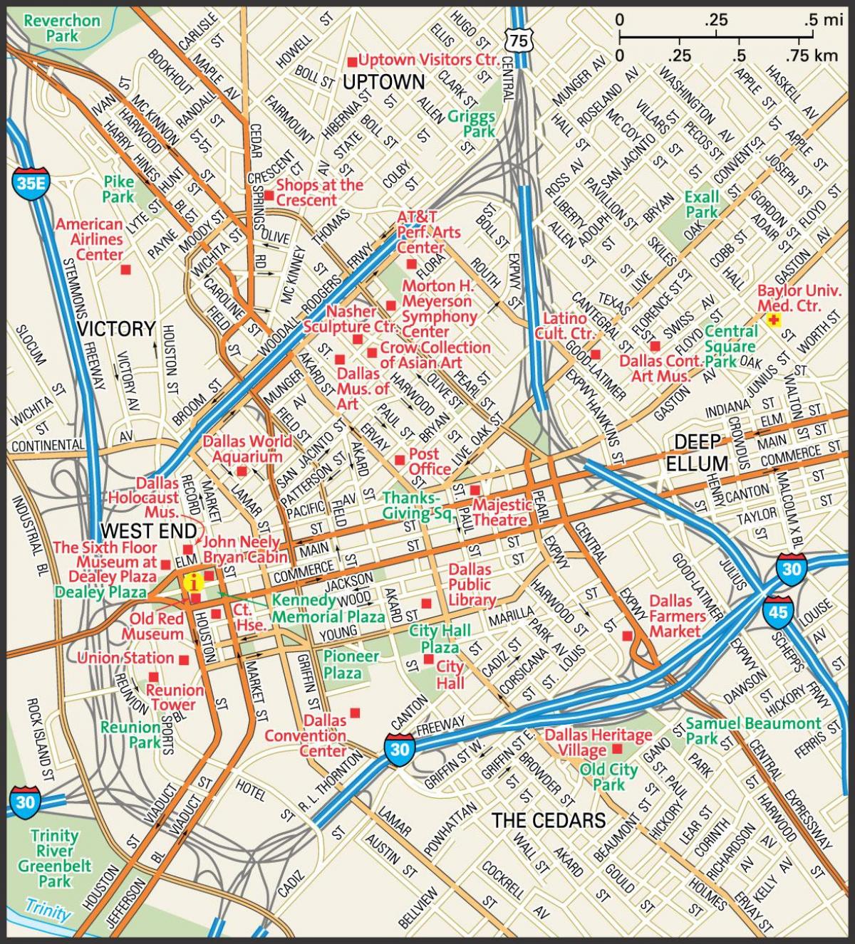 карта міста Даллас вулиці