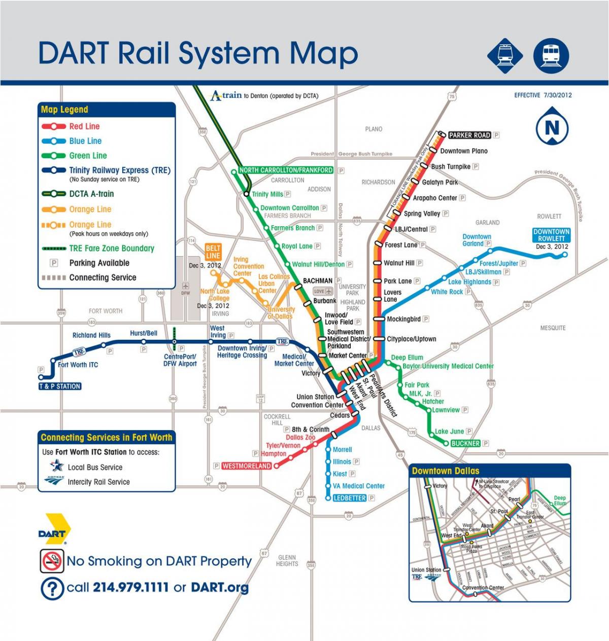 Даллас поїзді Dart карті