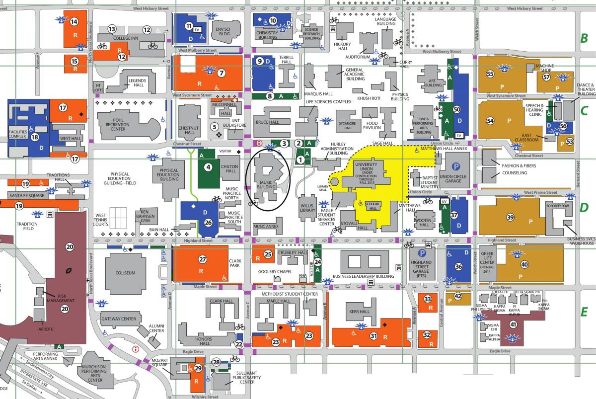 Університет Північного Техасу карті Далласа