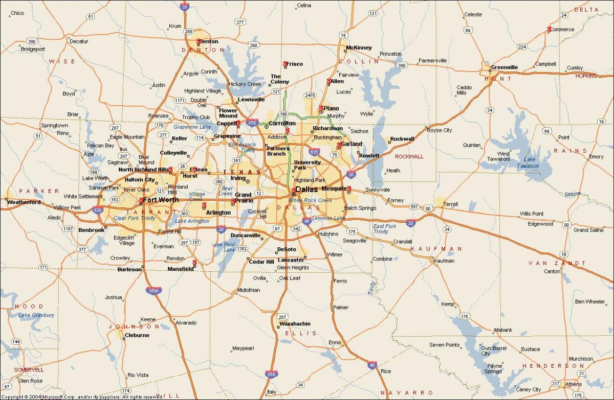 Даллас / Форт-Уерт метроплекс карті